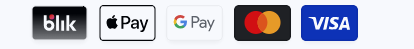 Dostępne metody płatności: BLIK, Apple Pay, Google Pay, Mastercard, Visa